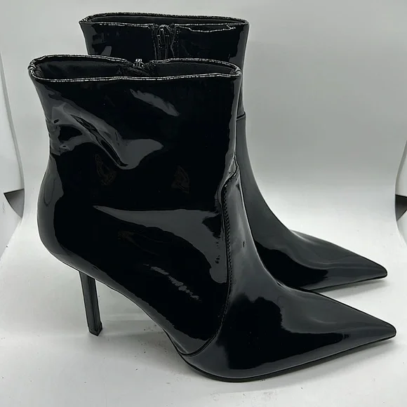 Zara NWT Shiny Black Stiletto Heel Ankle Booties Boots Shoes **Sz 40/US 9**🔥🔥 - Picture 3 of 9
